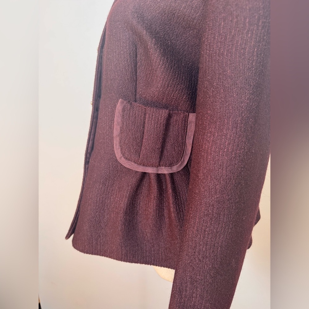 Prada Burgundy Wool Jacket with Pockets Size 46 - Picture 9 of 14